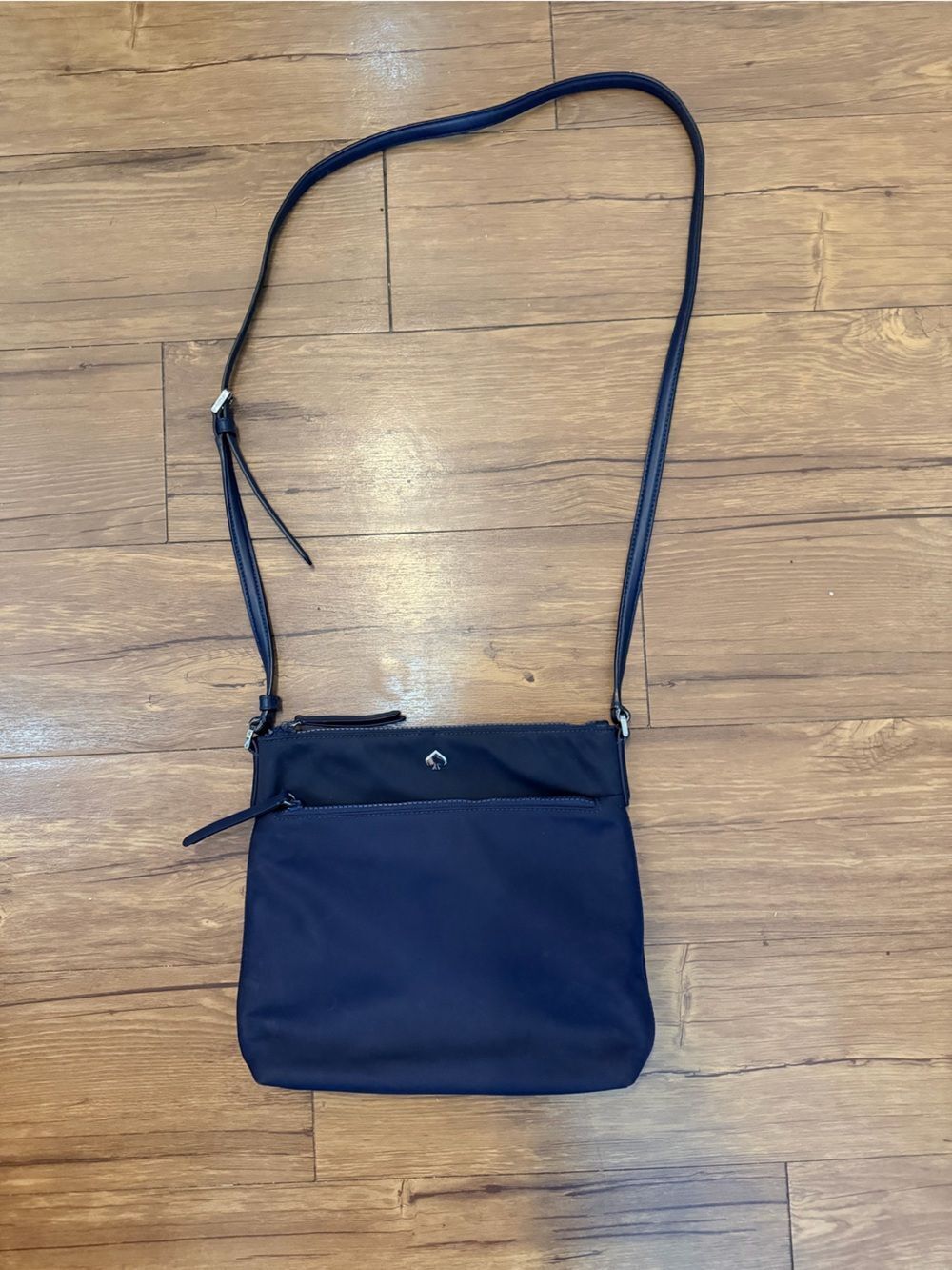 Kate Spade Jae Flat Crossbody Bag Purse Navy Blue Nylon - Picture 8 of 8